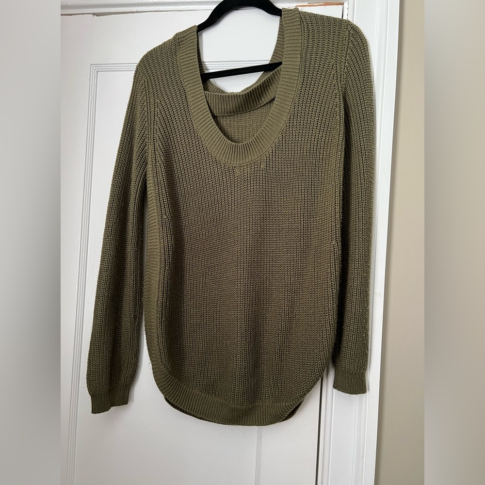 Green open back sweater